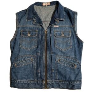 Vintage Guess Jeans Denim Vest Womens XL Made USA Georges Marciano Zip